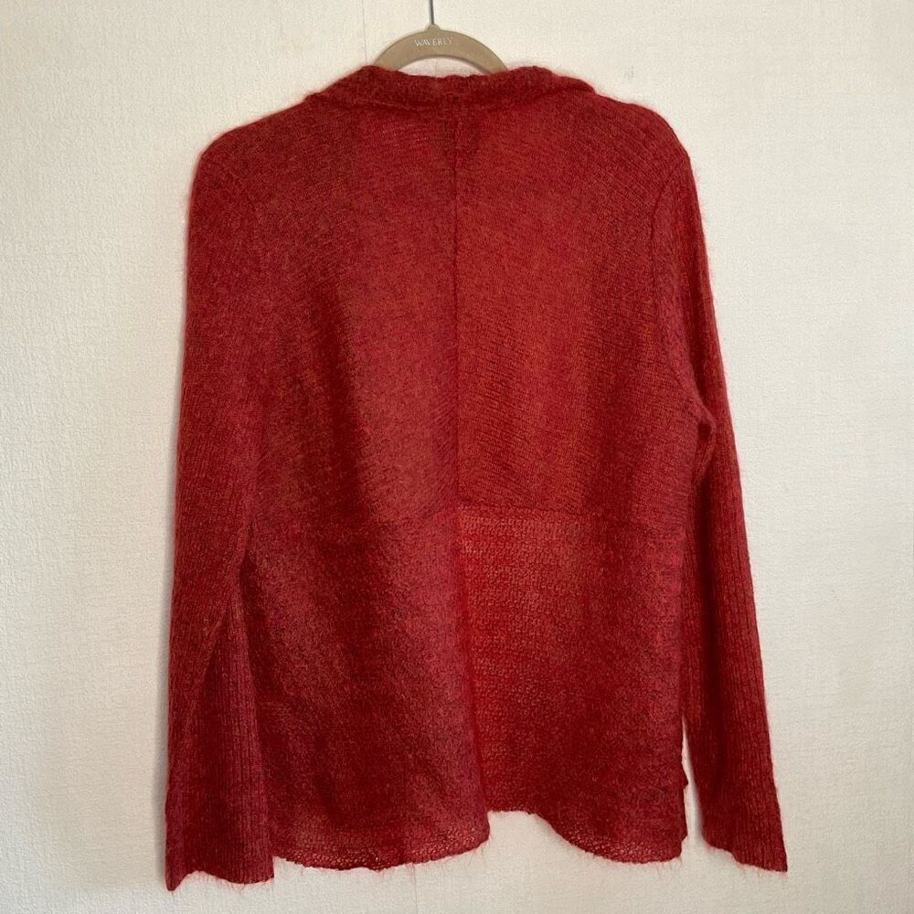 Eileen Fisher Women L Mohair Melange Cardigan Sweater Minimalist Fuzzy OpenFront - Picture 6 of 11